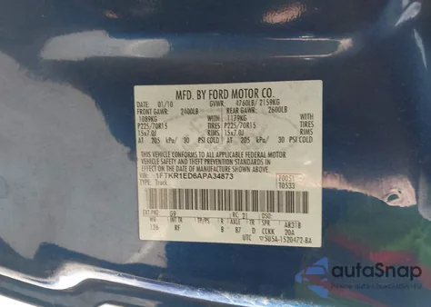 2010 Ford Ranger Xl/Xlt из США, поврежденный, VIN 1FTKR1ED6APA34873